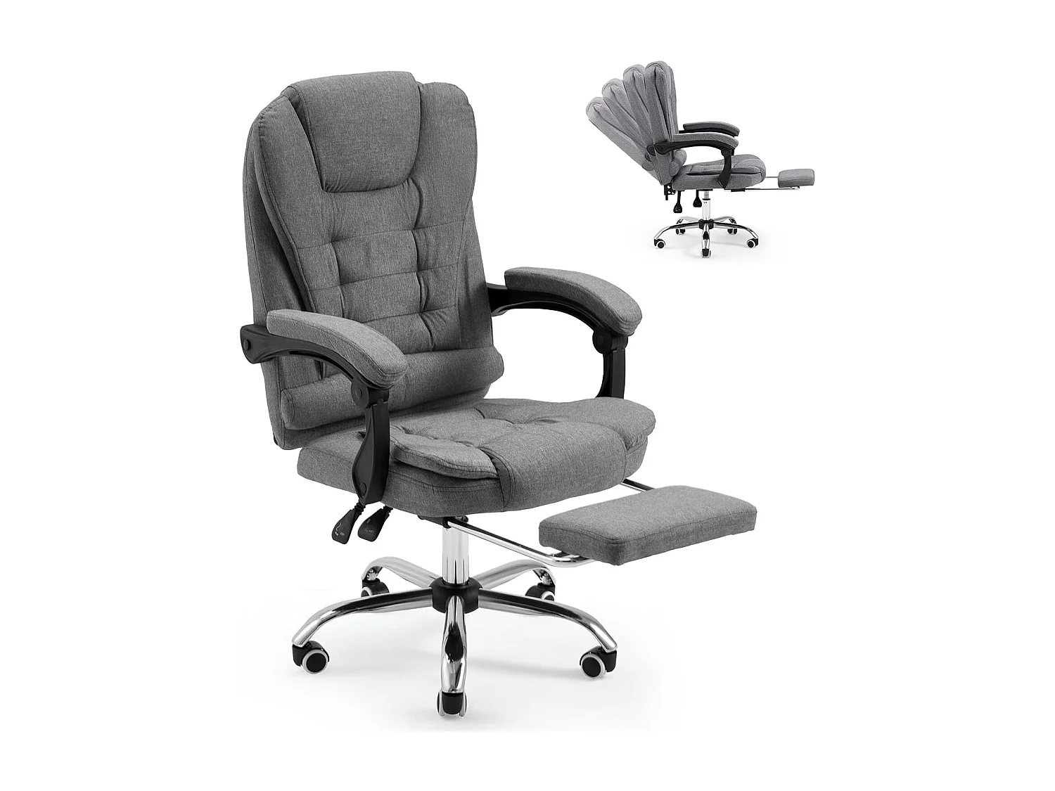 YODOLLA Chaise de Bureau Ergonomique avec Repose-Pieds - Fauteuil de Travail Confiable et Confortable - Dossier Soutien Lombaire - Pivotante et Réglable - Gris