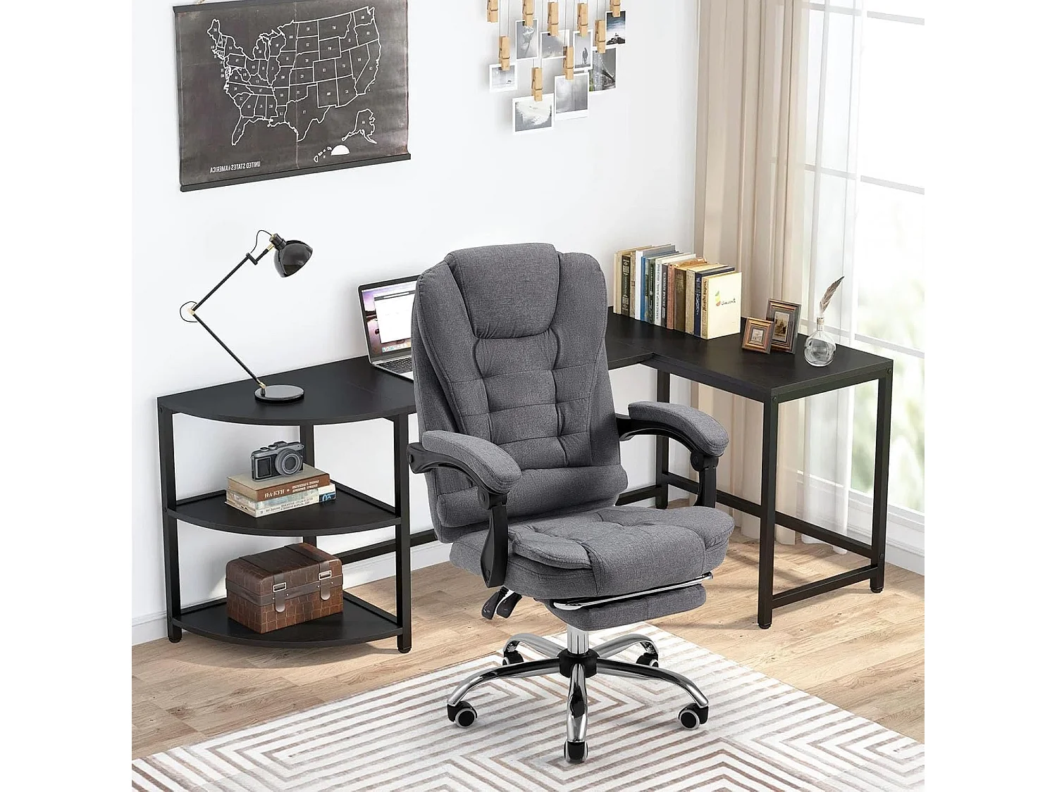 YODOLLA Chaise de Bureau Ergonomique avec Repose-Pieds - Fauteuil de Travail Confiable et Confortable - Dossier Soutien Lombaire - Pivotante et Réglable - Gris