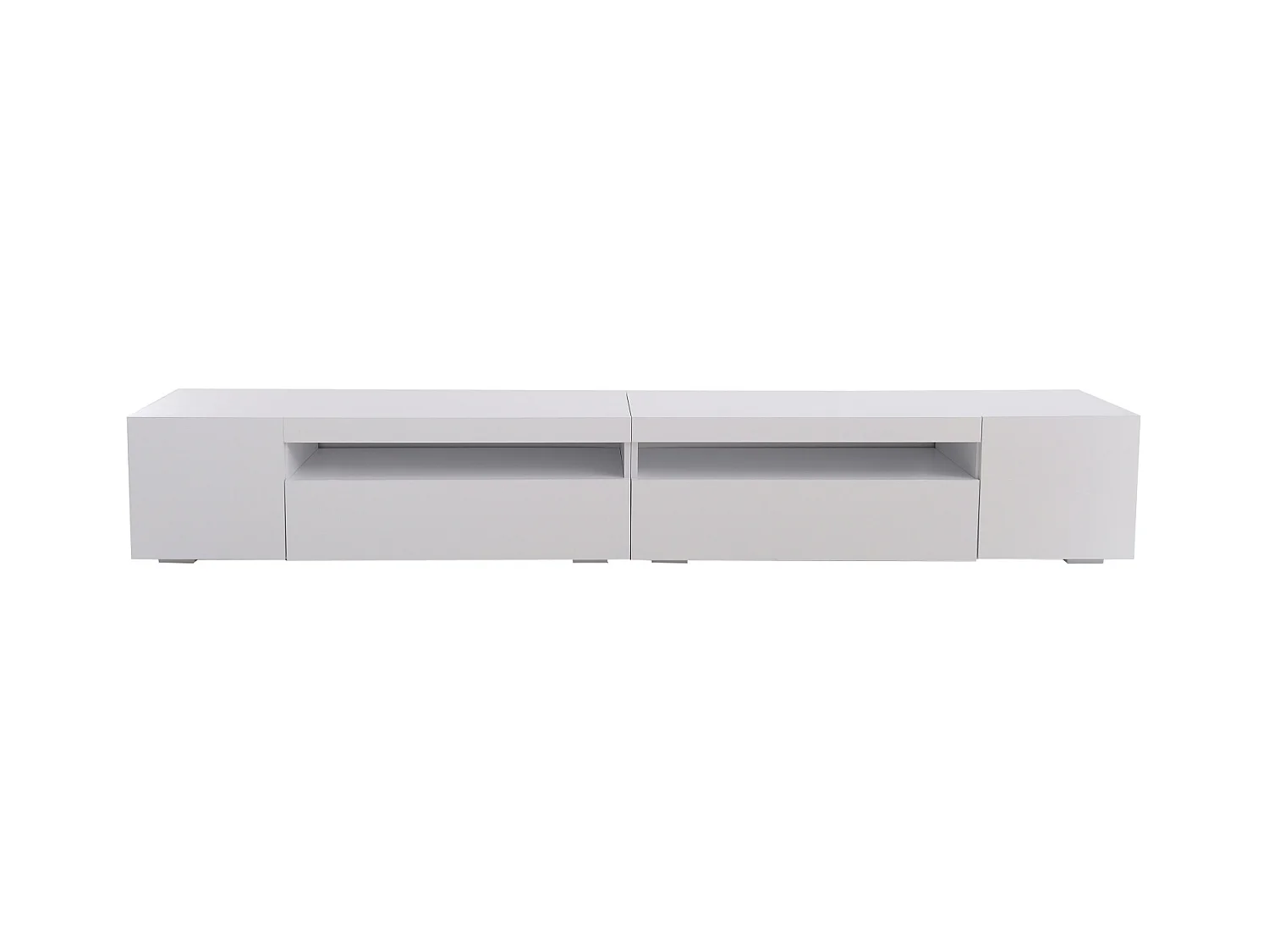 Meuble TV Moderne Blanc avec éclairage LED Variable pour Salon (Panneau Non Brillant)