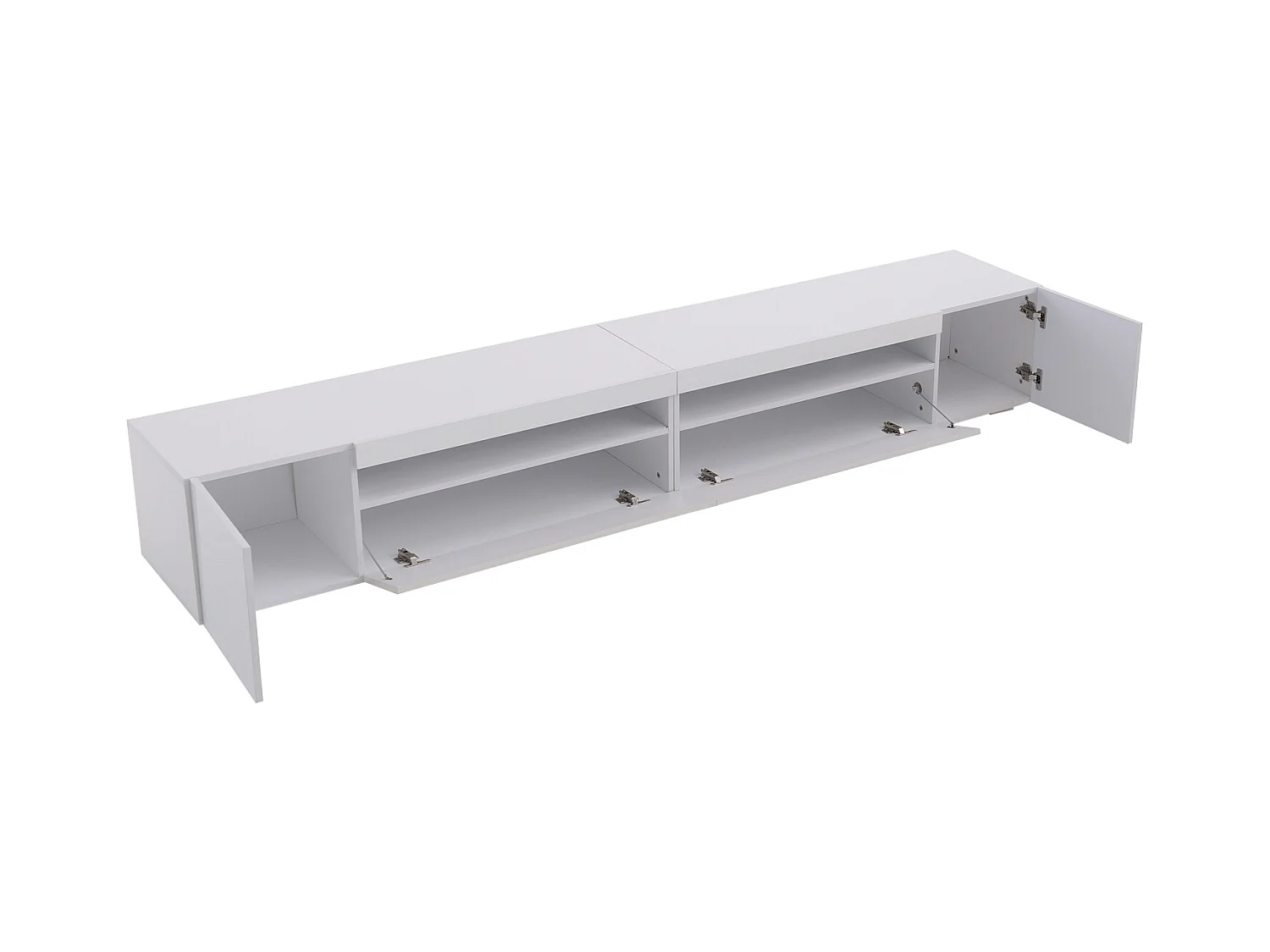 Meuble TV Moderne Blanc avec éclairage LED Variable pour Salon (Panneau Non Brillant)