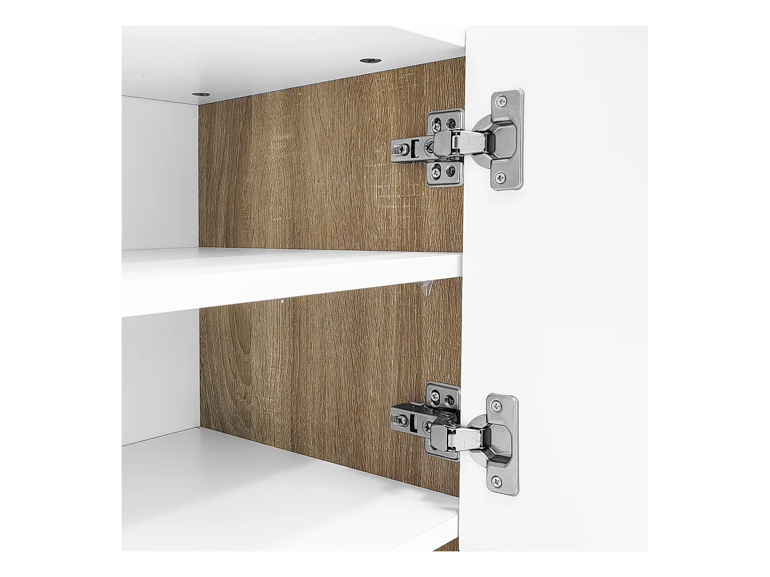 Meuble TV Blanc avec Plusieurs Rangements, Moderne Mat Vertical, Lignes Dorées, 190 x35x45cm, Blanc