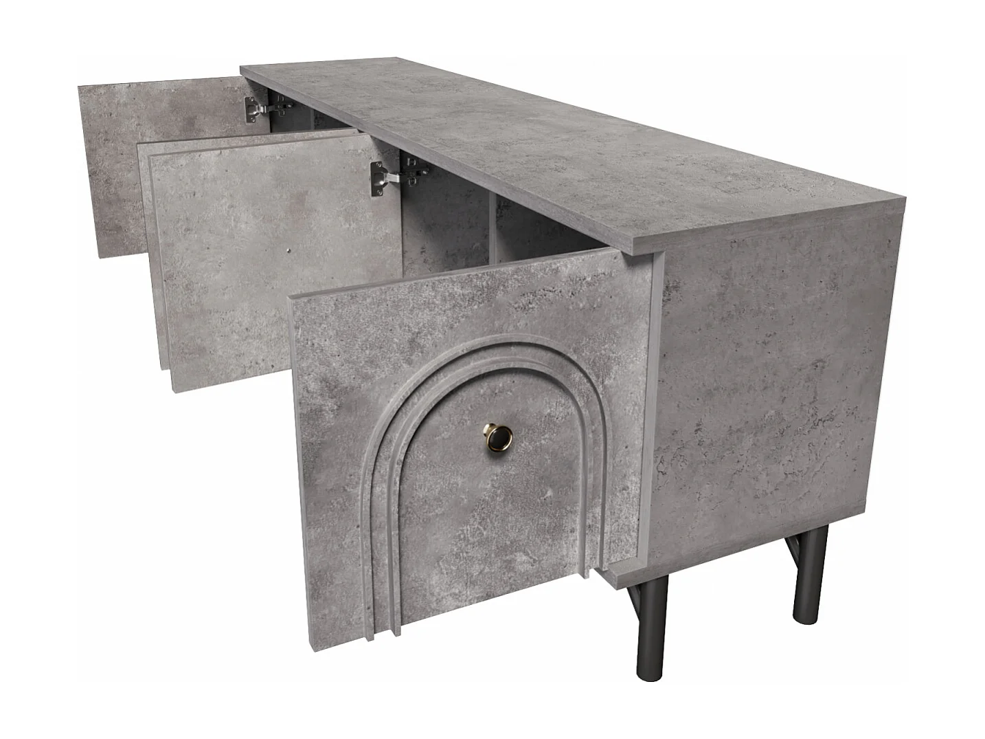Meuble TV avec 4 Portes, Meuble de Rangement avec 5 Pieds de Support, Gris, 160 x 38 x 55.5cm