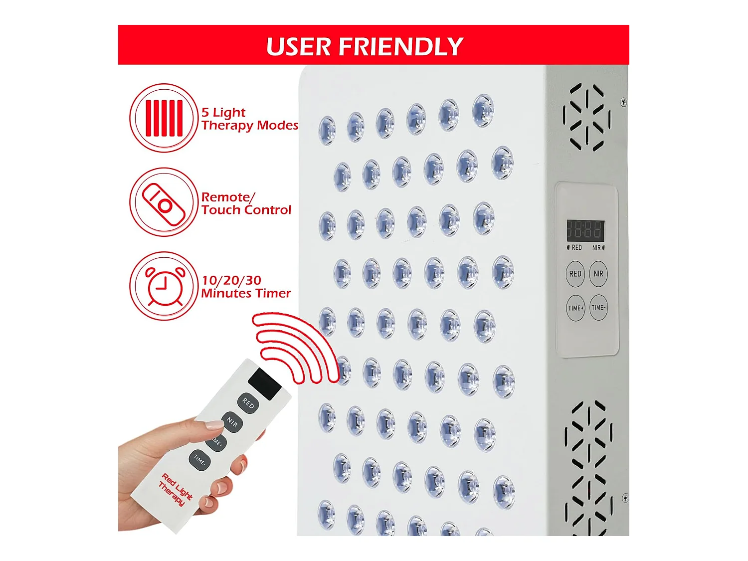 YODOLLA Rotlichtlampe Pro300 für ganzen Körper, 300 LEDs mit 5 Wellenlängen (Infrarot & Rot), leistungsstärker als Einwellenmodelle