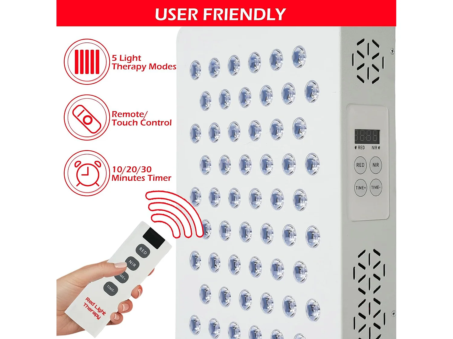 YODOLLA Rotlichtlampe Pro300 für ganzen Körper, 300 LEDs mit 5 Wellenlängen (Infrarot & Rot), leistungsstärker als Einwellenmodelle