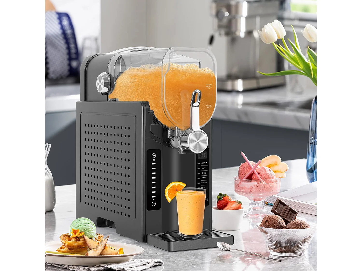 YODOLLA Slush Maschine 2,6L 7-in-1 für Eis-Cocktails zu Hause, Frappé, Milchshakes & gefrorenen Saft mit Automatischer Reinigung und InstantFreeze Technologie