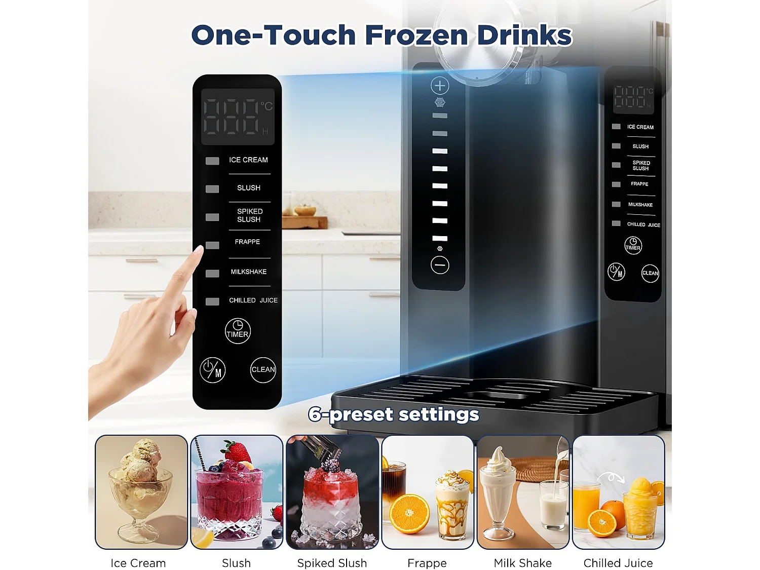 YODOLLA Slush Maschine 2,6L 7-in-1 für Eis-Cocktails zu Hause, Frappé, Milchshakes & gefrorenen Saft mit Automatischer Reinigung und InstantFreeze Technologie