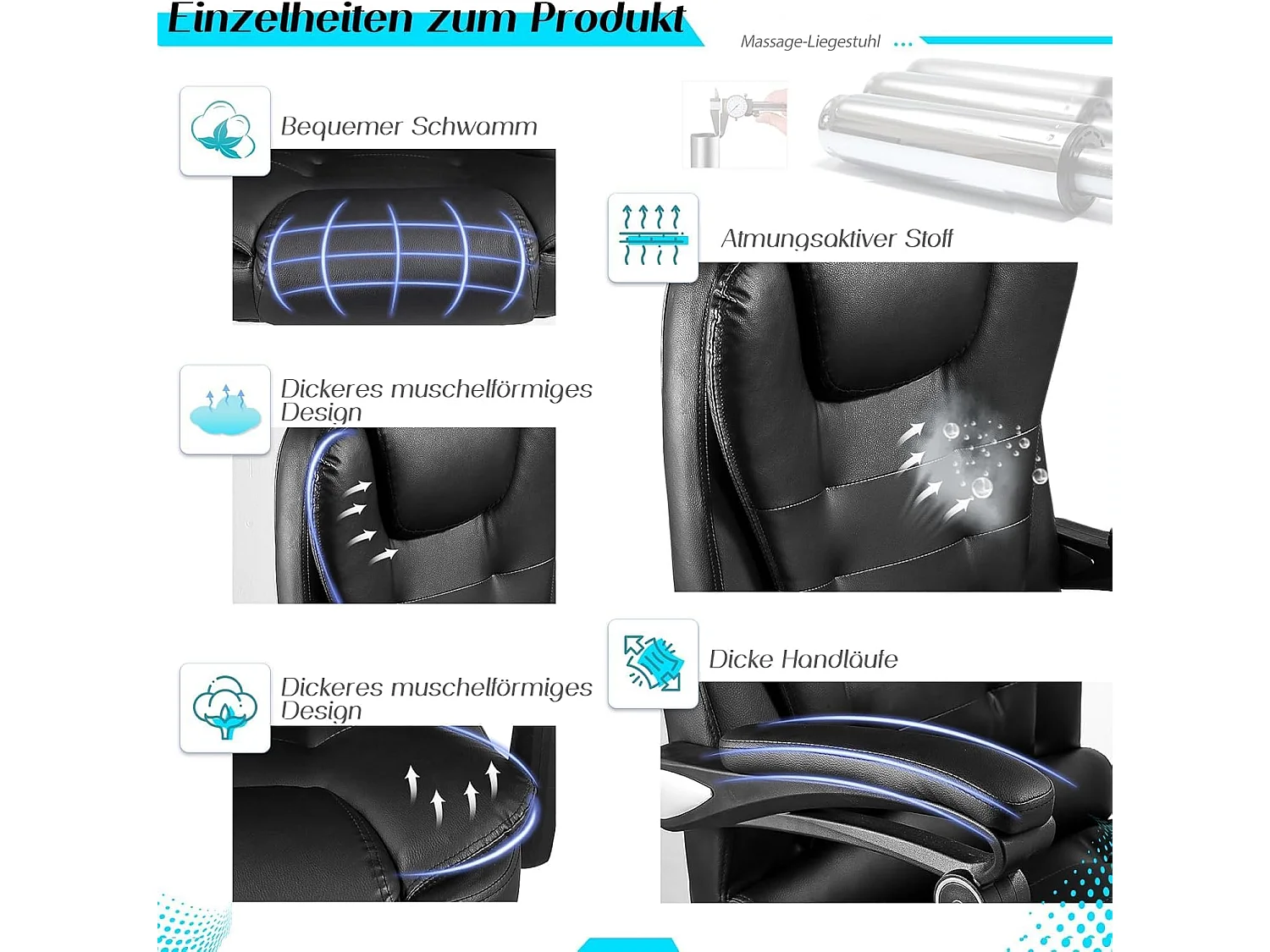 YODOLLA Ergonomischer Bürostuhl Mit Fußstütze - Zuverlässiger Und komfortabler Arbeitsstuhl - Lendenwirbelstütze - Drehbar Und verstellbar - Schwarz