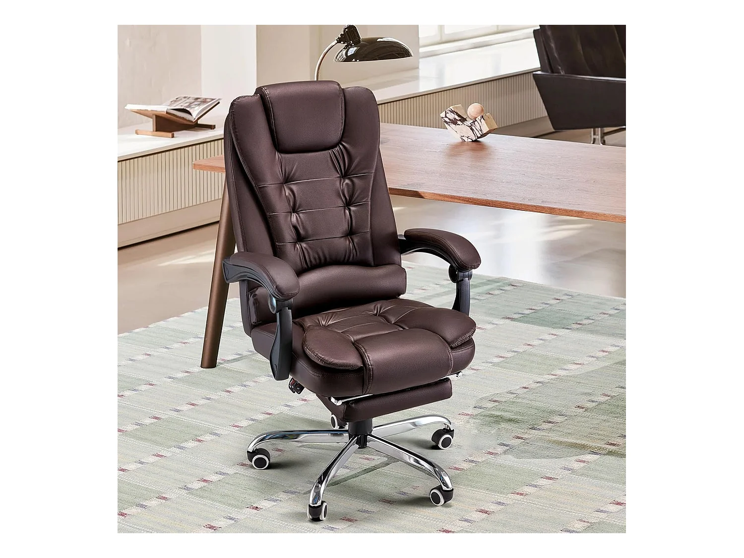 YODOLLA Chaise de Bureau Ergonomique avec Repose-Pieds - Fauteuil de Travail Confiable et Confortable - Dossier Soutien Lombaire - Pivotante et Réglable - Brun