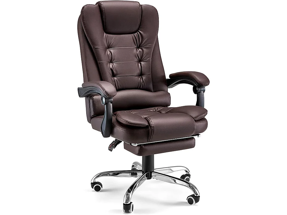 YODOLLA Chaise de Bureau Ergonomique avec Repose-Pieds - Fauteuil de Travail Confiable et Confortable - Dossier Soutien Lombaire - Pivotante et Réglable - Brun