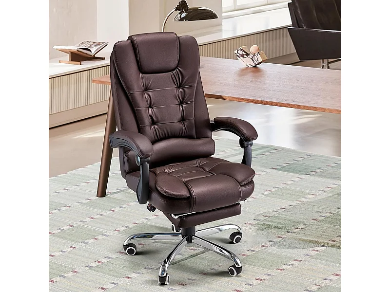 YODOLLA Chaise de Bureau Ergonomique avec Repose-Pieds - Fauteuil de Travail Confiable et Confortable - Dossier Soutien Lombaire - Pivotante et Réglable - Brun