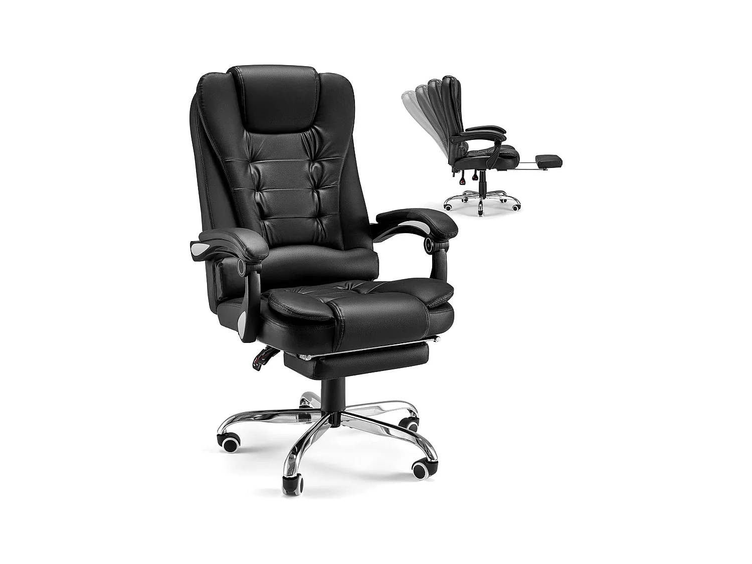 YODOLLA Chaise de Bureau Ergonomique avec Repose-Pieds - Fauteuil de Travail Confiable et Confortable - Dossier Soutien Lombaire - Pivotante et Réglable - Noir