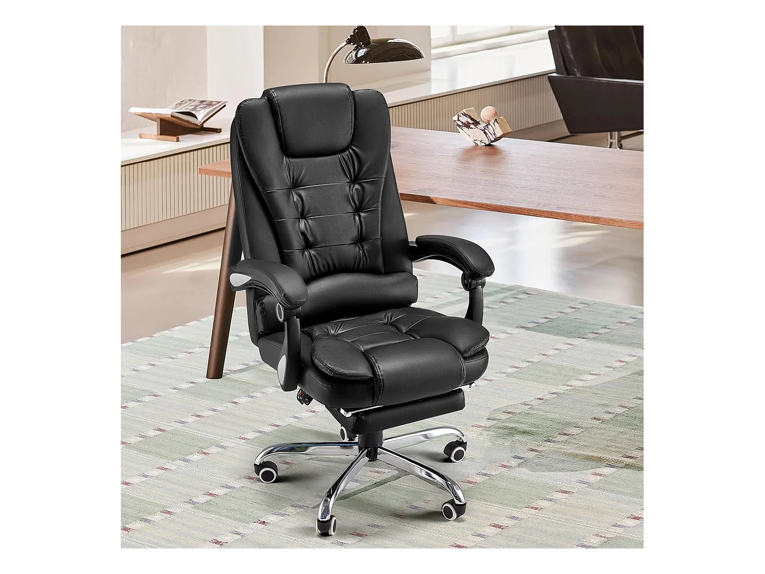 YODOLLA Chaise de Bureau Ergonomique avec Repose-Pieds - Fauteuil de Travail Confiable et Confortable - Dossier Soutien Lombaire - Pivotante et Réglable - Noir
