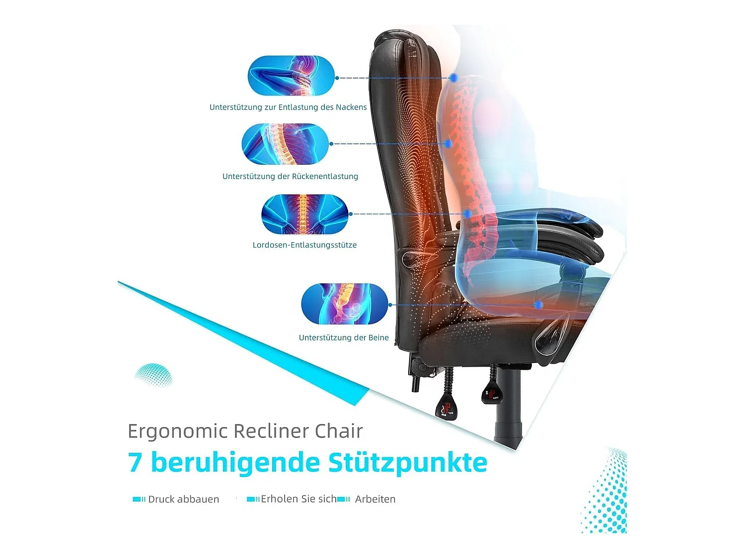 YODOLLA Chaise de Bureau Ergonomique avec Repose-Pieds - Fauteuil de Travail Confiable et Confortable - Dossier Soutien Lombaire - Pivotante et Réglable - Noir