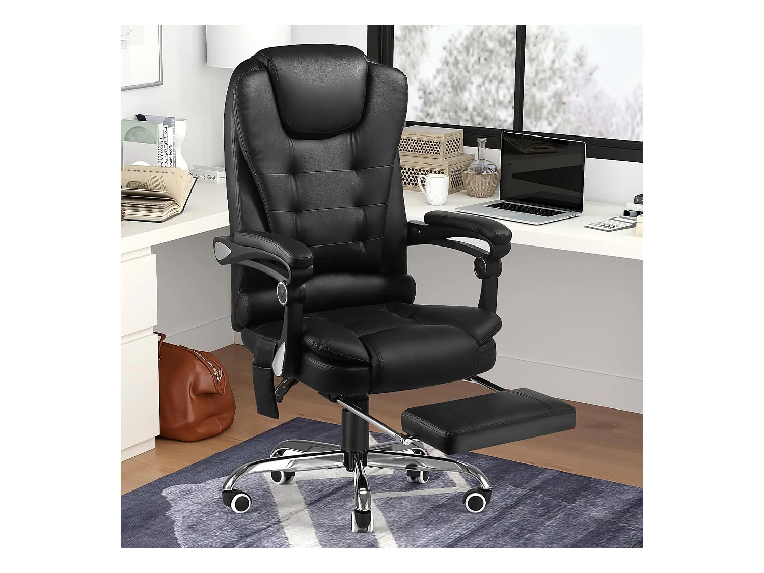 YODOLLA Chaise de Bureau Ergonomique avec Repose-Pieds - Fauteuil de Travail Confiable et Confortable - Dossier Soutien Lombaire - Pivotante et Réglable - Noir