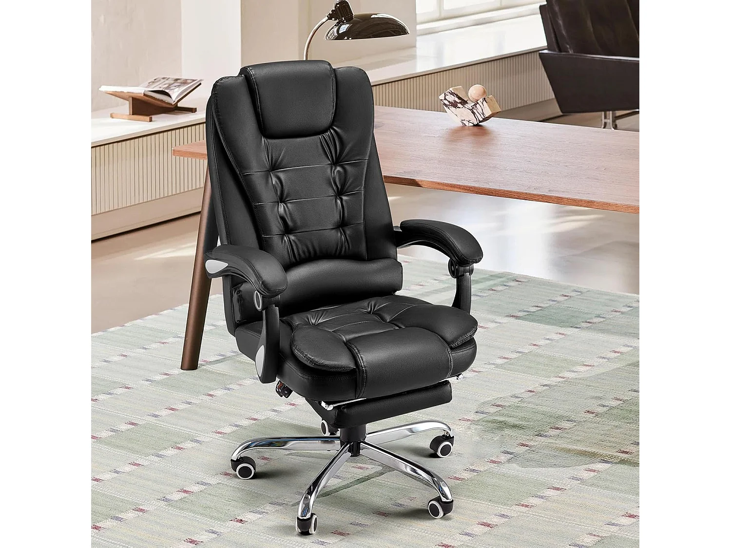 YODOLLA Chaise de Bureau Ergonomique avec Repose-Pieds - Fauteuil de Travail Confiable et Confortable - Dossier Soutien Lombaire - Pivotante et Réglable - Noir