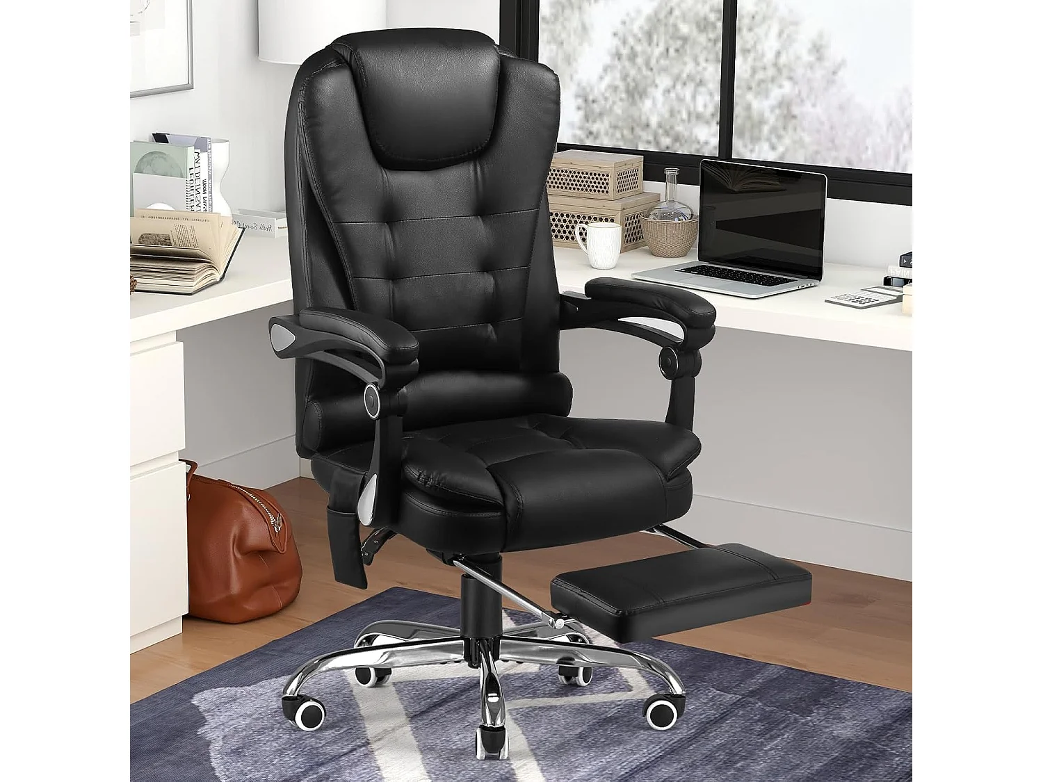 YODOLLA Chaise de Bureau Ergonomique avec Repose-Pieds - Fauteuil de Travail Confiable et Confortable - Dossier Soutien Lombaire - Pivotante et Réglable - Noir