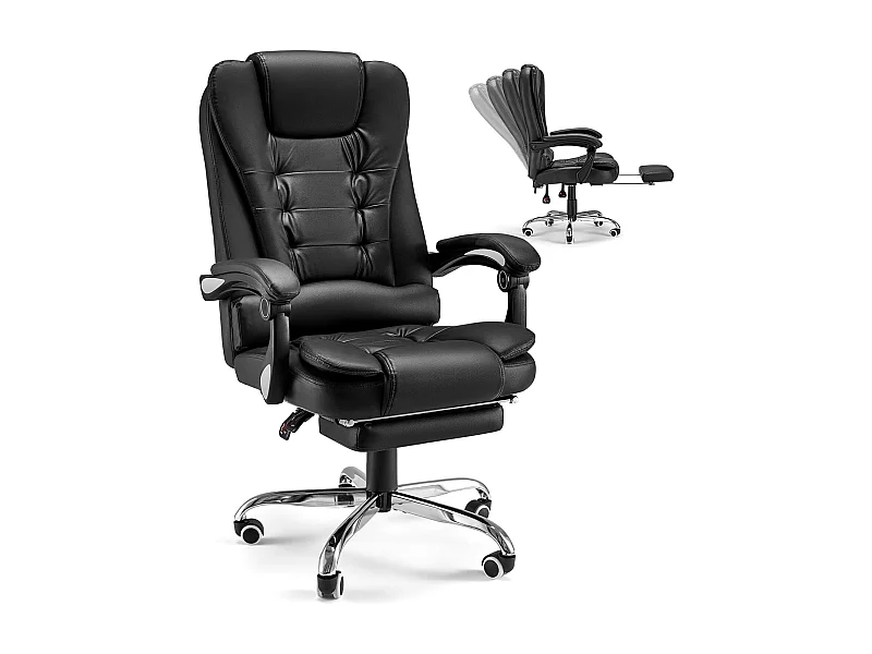YODOLLA Chaise de Bureau Ergonomique avec Repose-Pieds - Fauteuil de Travail Confiable et Confortable - Dossier Soutien Lombaire - Pivotante et Réglable - Noir