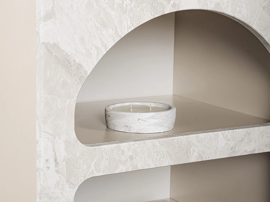 Table de chevet avec rangements - Effet marbre gris - LUELA