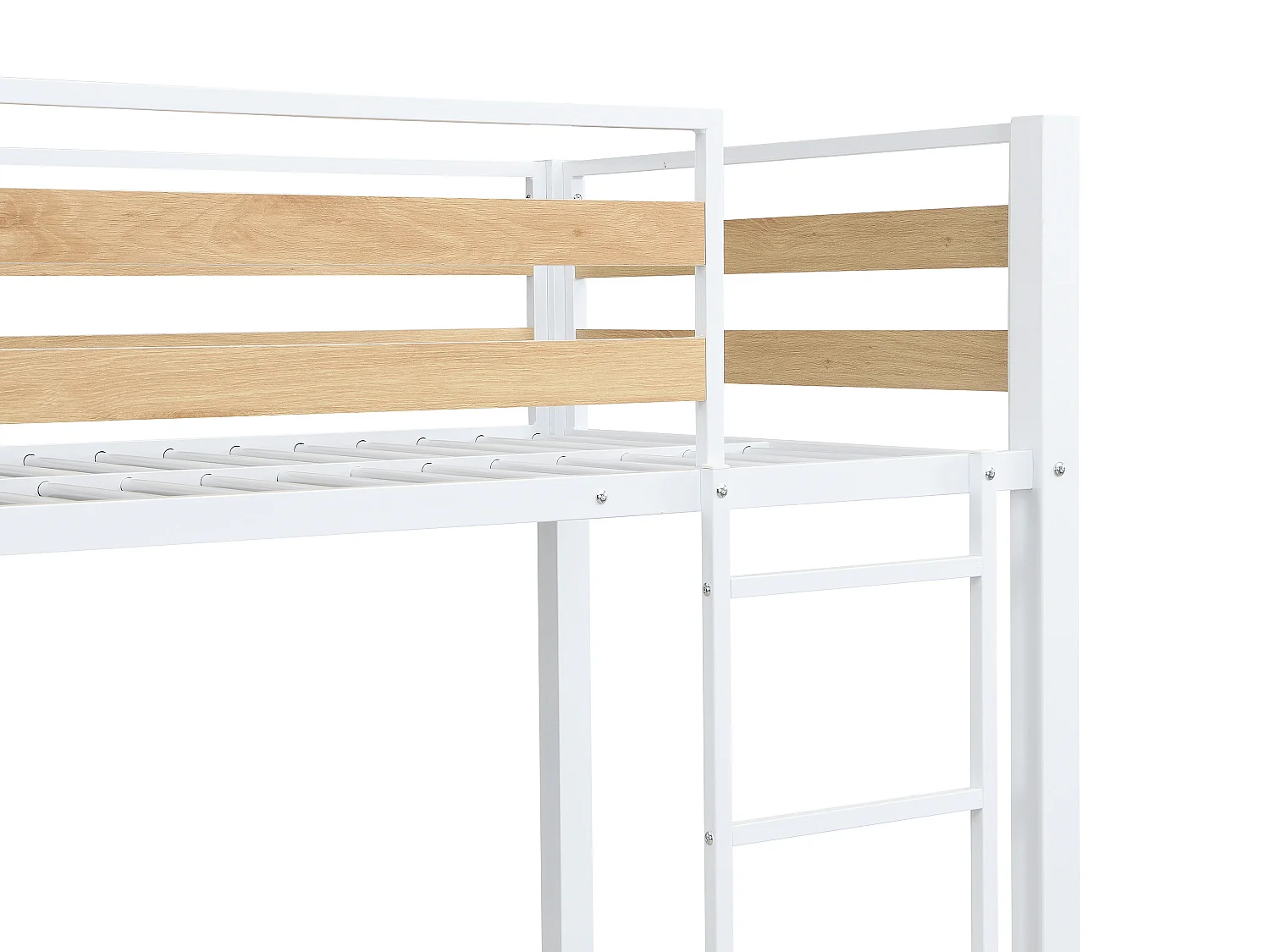 Lits superposés 2 x 90 x 190 cm - 1 tiroir - Métal et MDF - Coloris : Naturel et blanc - CASIDIA