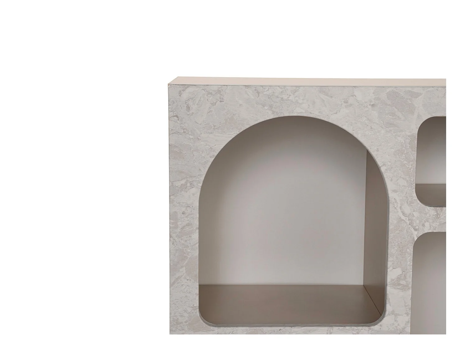 Console avec 5 niches - Effet marbre gris - LUELA