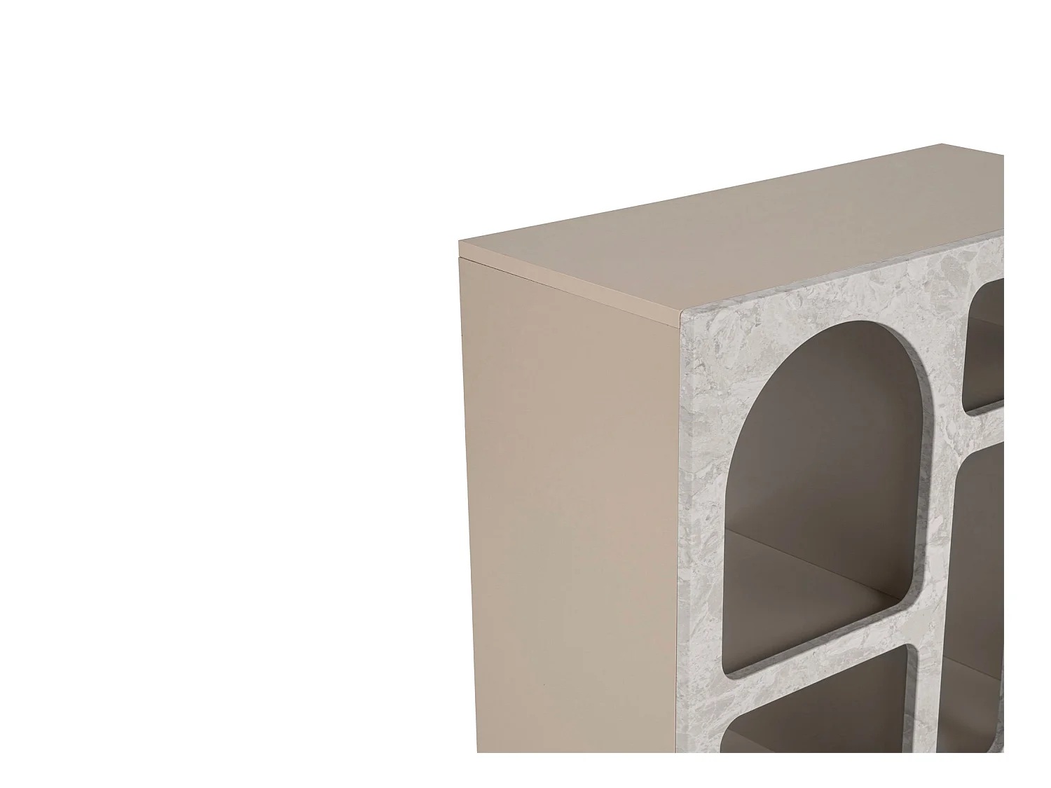Console avec 5 niches - Effet marbre gris - LUELA