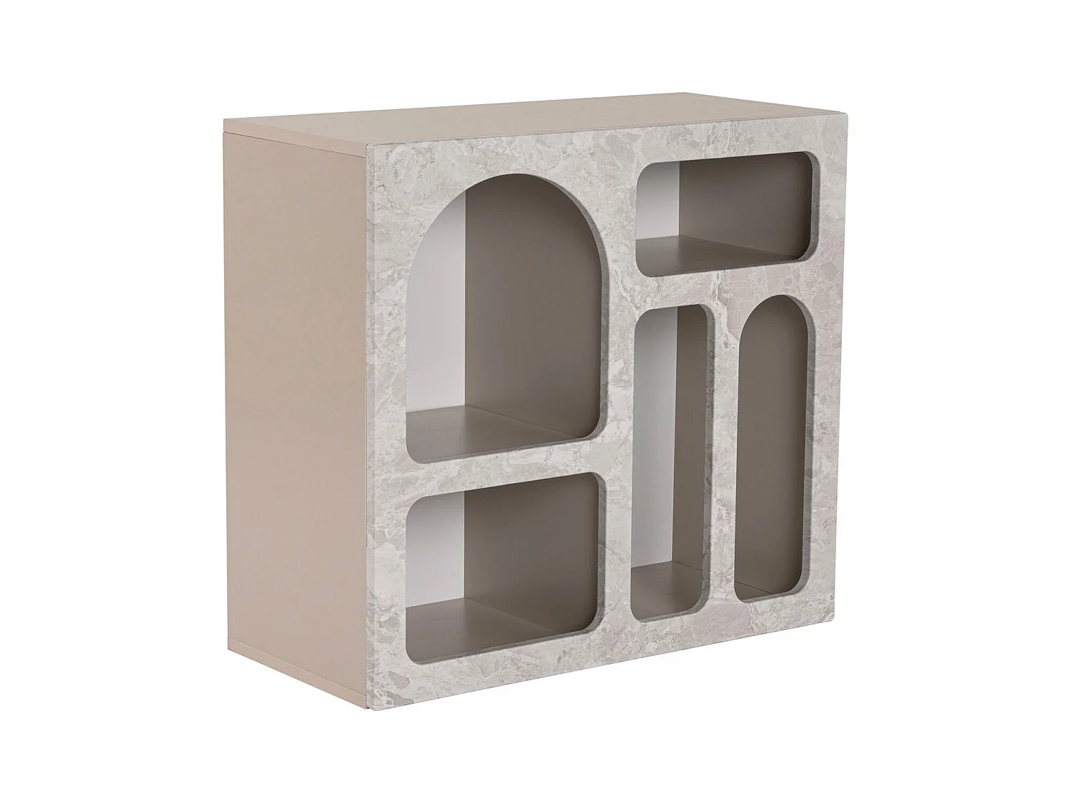 Console avec 5 niches - Effet marbre gris - LUELA