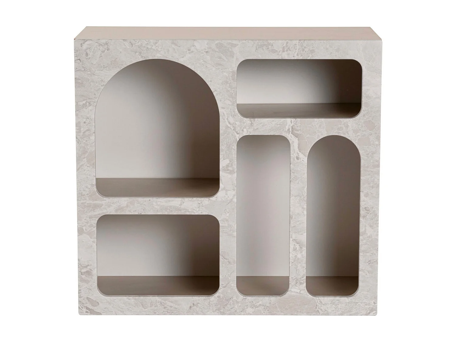 Console avec 5 niches - Effet marbre gris - LUELA