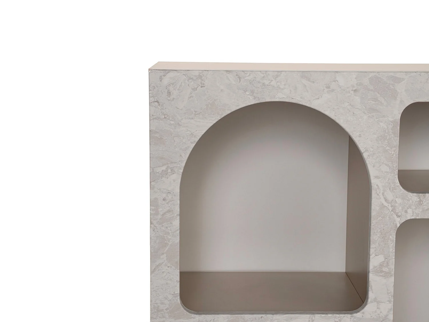 Console avec 5 niches - Effet marbre gris - LUELA