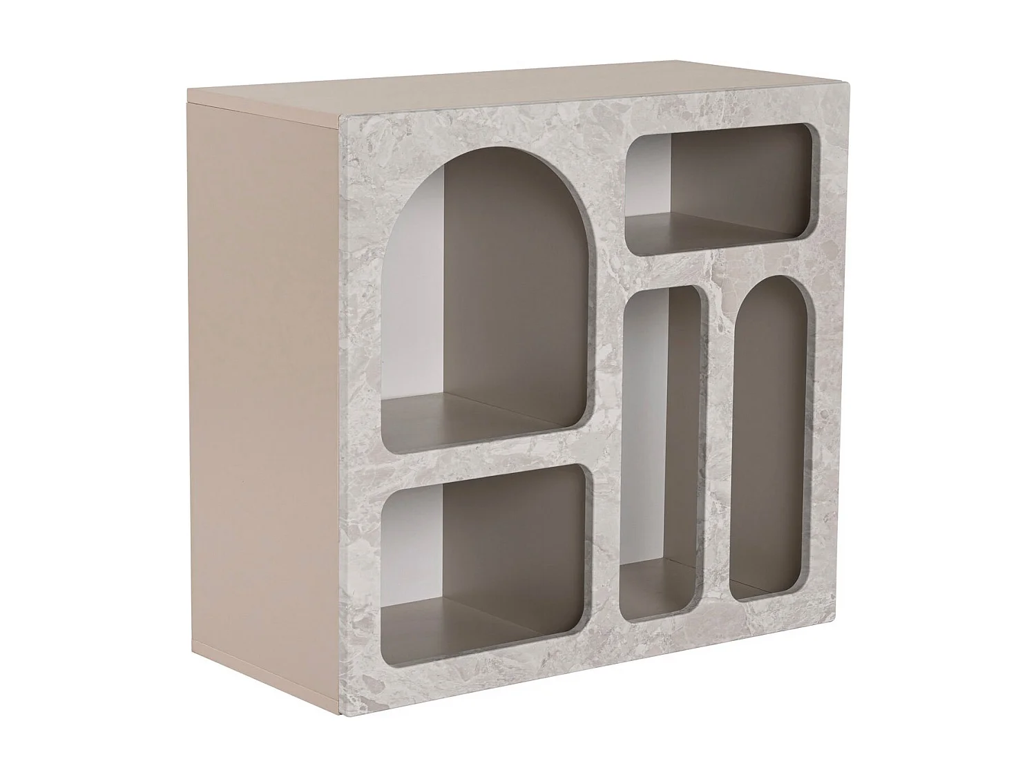 Console avec 5 niches - Effet marbre gris - LUELA