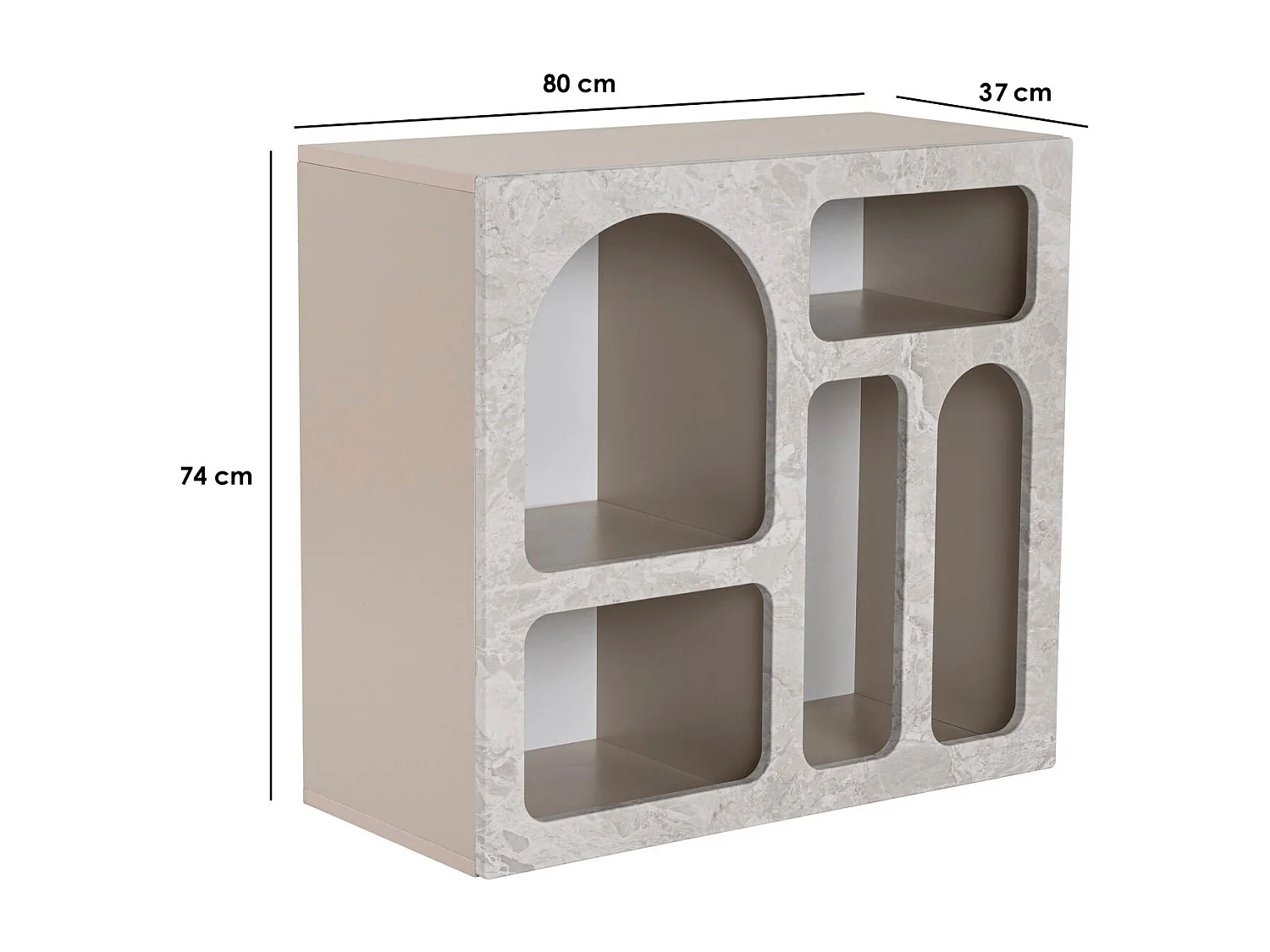 Console avec 5 niches - Effet marbre gris - LUELA