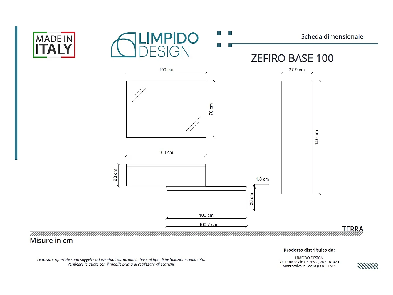 Mobile bagno sottolavabo con lavabo cassettiera e colonna verde salvia specchio e p. asciugamano L 100 x H 28 x P 46