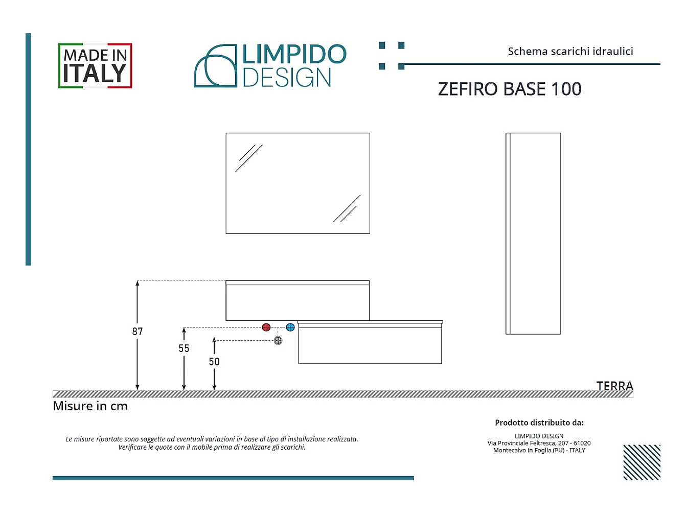 Mobile bagno sottolavabo con lavabo cassettiera e colonna verde salvia specchio e p. asciugamano L 100 x H 28 x P 46