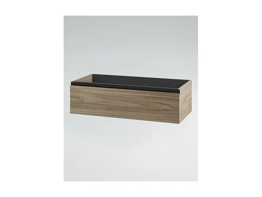 Mobile bagno sottolavabo con lavabo cassettiera e colonna poro noce specchio e p. asciugamano L 100 x H 28 x P 46