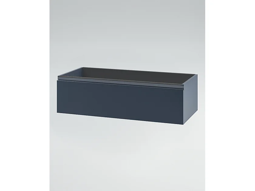 Mobile bagno sottolavabo con lavabo cassettiera e colonna blu oceano specchio e p. asciugamano L 100 x H 28 x P 46