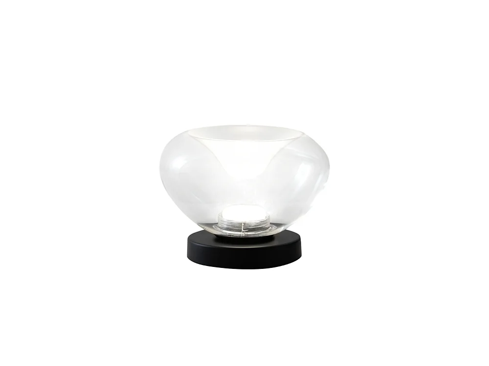 Brena - Lampe de table transparente Fabas Luce - Lampe tactile LED 11W dimmable - Verre borosilicate transparent concave