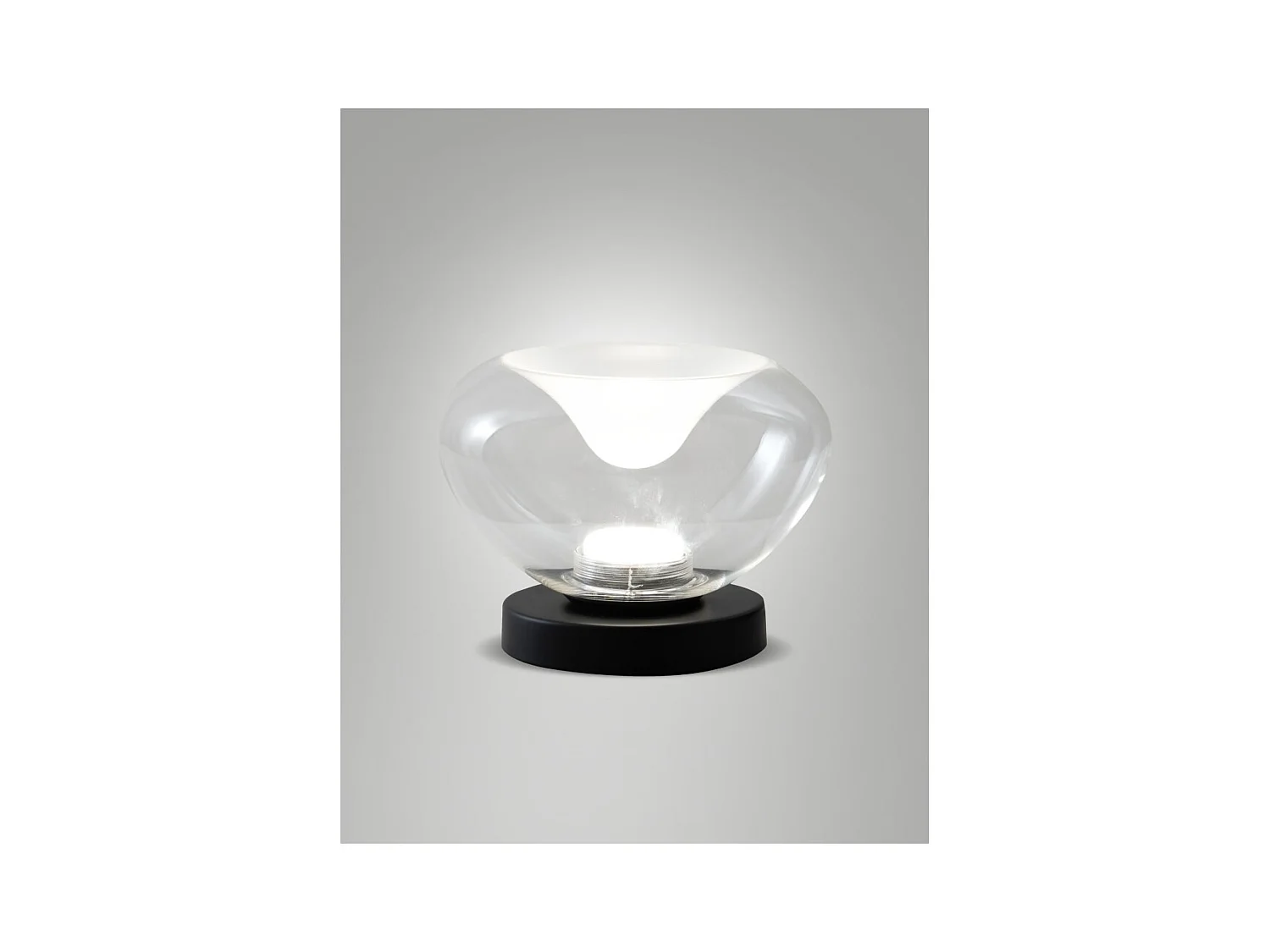 Brena - Lampe de table transparente Fabas Luce - Lampe tactile LED 11W dimmable - Verre borosilicate transparent concave