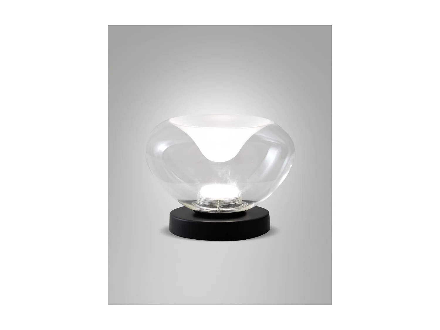 Brena - Lampada da tavolo trasparente Fabas Luce - LED 11W dimmerabile Touch - Vetro borosilicato trasparente concavo