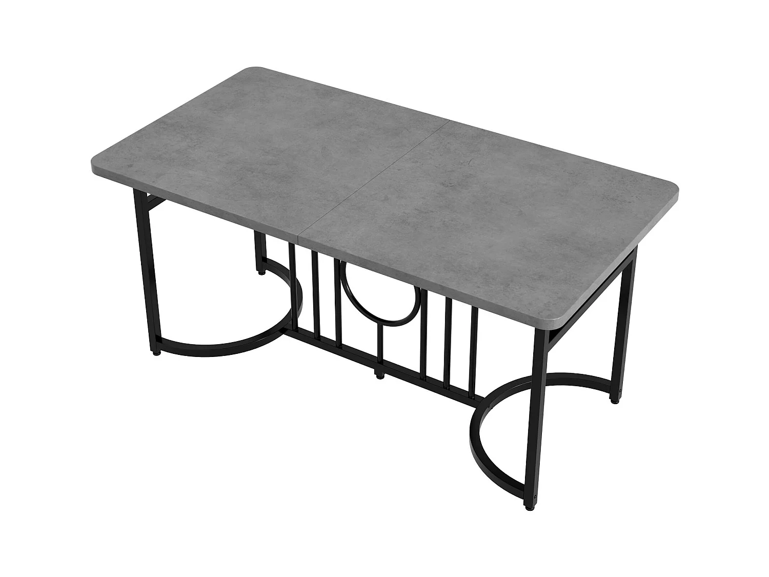 Rechthoekige eettafel voor 4-6 personen - metalen poten - grijs (158x76x75 cm)