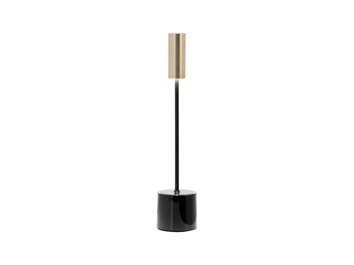 Zafferano - Carolina LED wiederaufladbare dimmbare Touch-Tischlampe - glänzendes Schwarz und gebürstetes Messing