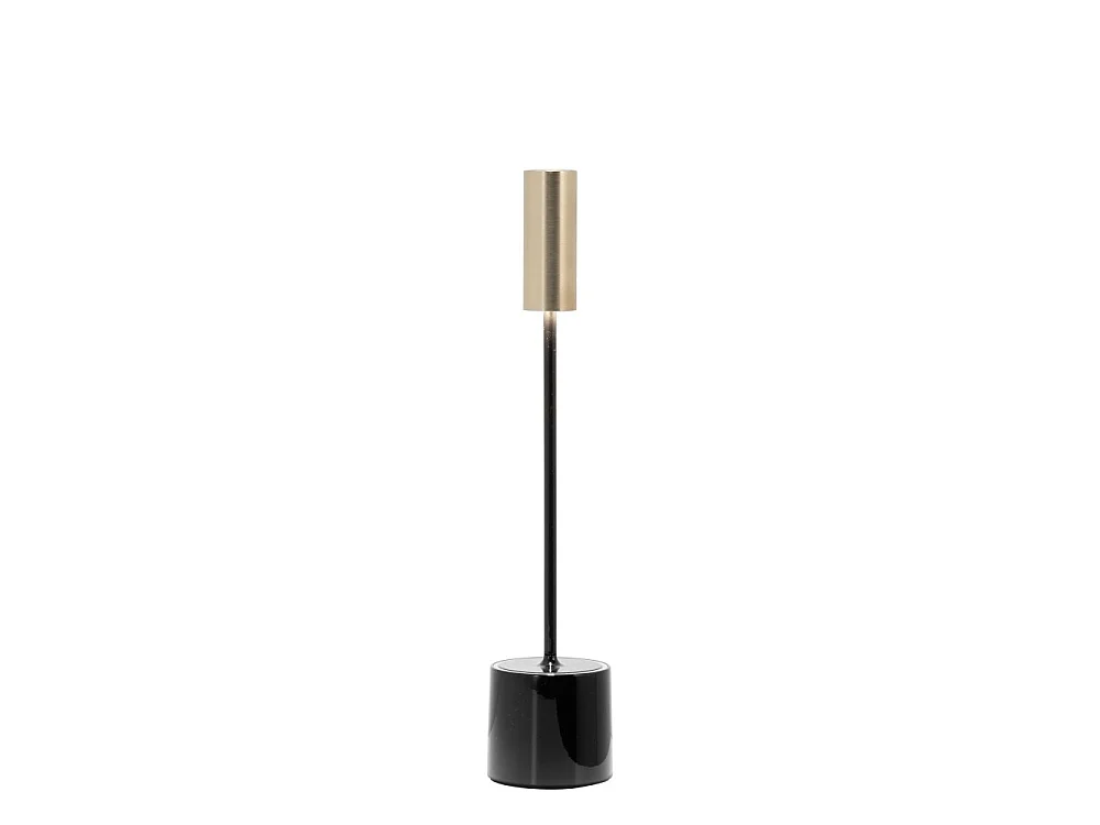 Zafferano - Carolina LED genopladelig dæmpbar touch-bordlampe - blank sort og børstet messing
