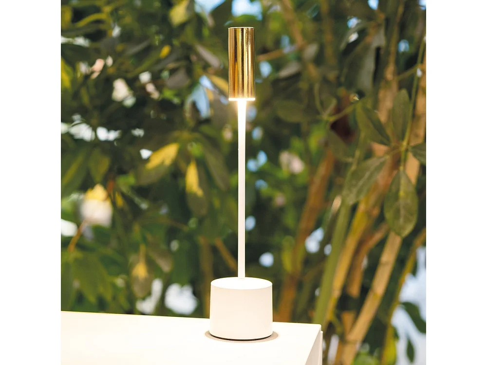 Zafferano - Carolina LED genopladelig dæmpbar touch-bordlampe - blank sort og børstet messing