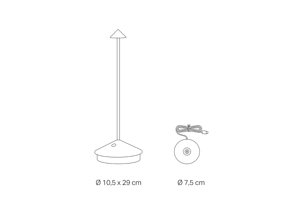 Pina Pro Bronze genopladelig og dæmpbar LED-bordlampe - 2,2W, 2200-2700-3000K, IP54