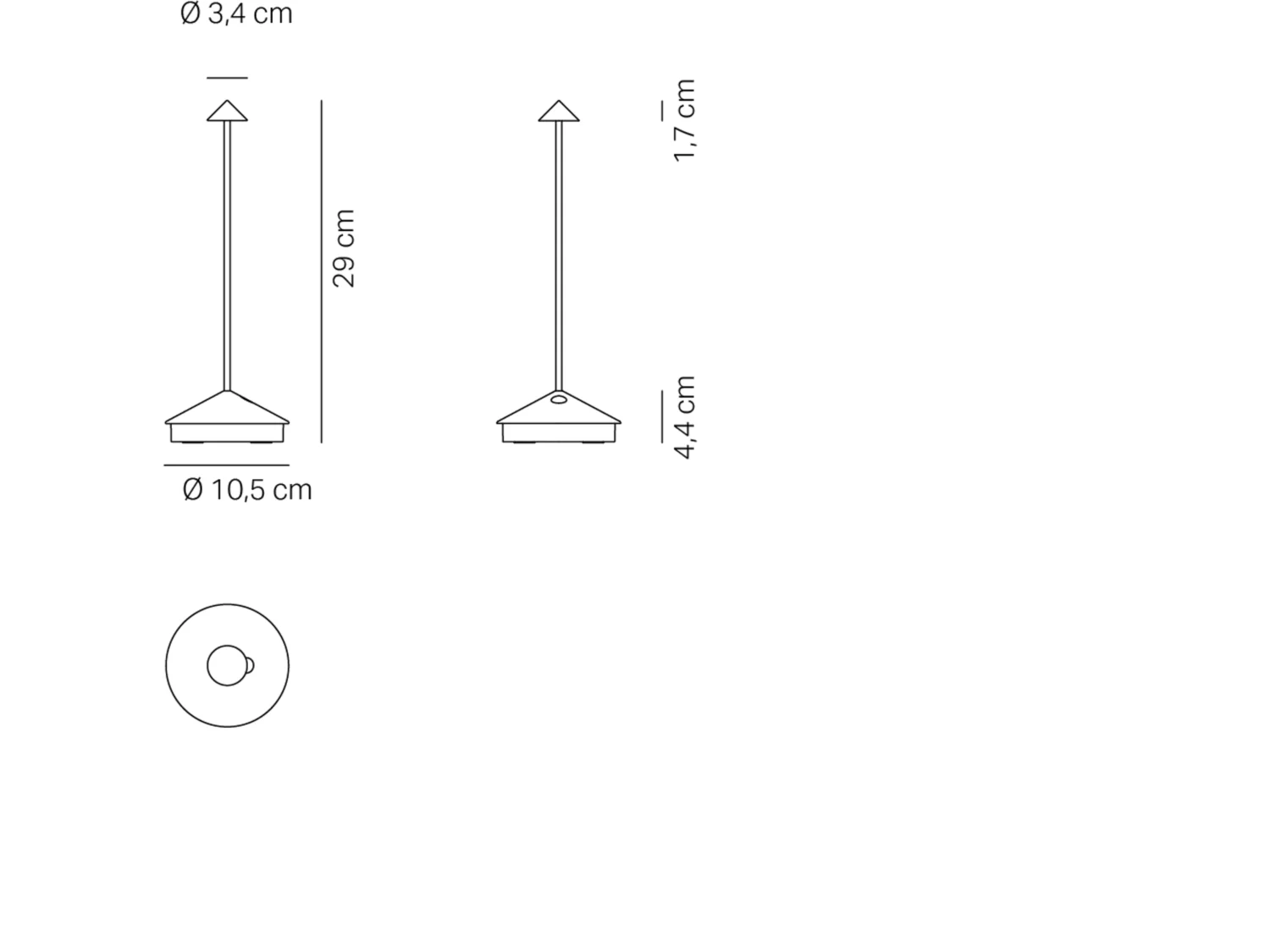 Pina Pro Bronze genopladelig og dæmpbar LED-bordlampe - 2,2W, 2200-2700-3000K, IP54