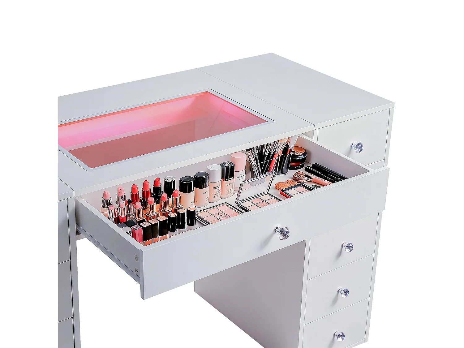 Coiffeuse LED RGB 11 Tiroirs Blanco 130 x 55 x 81 cm