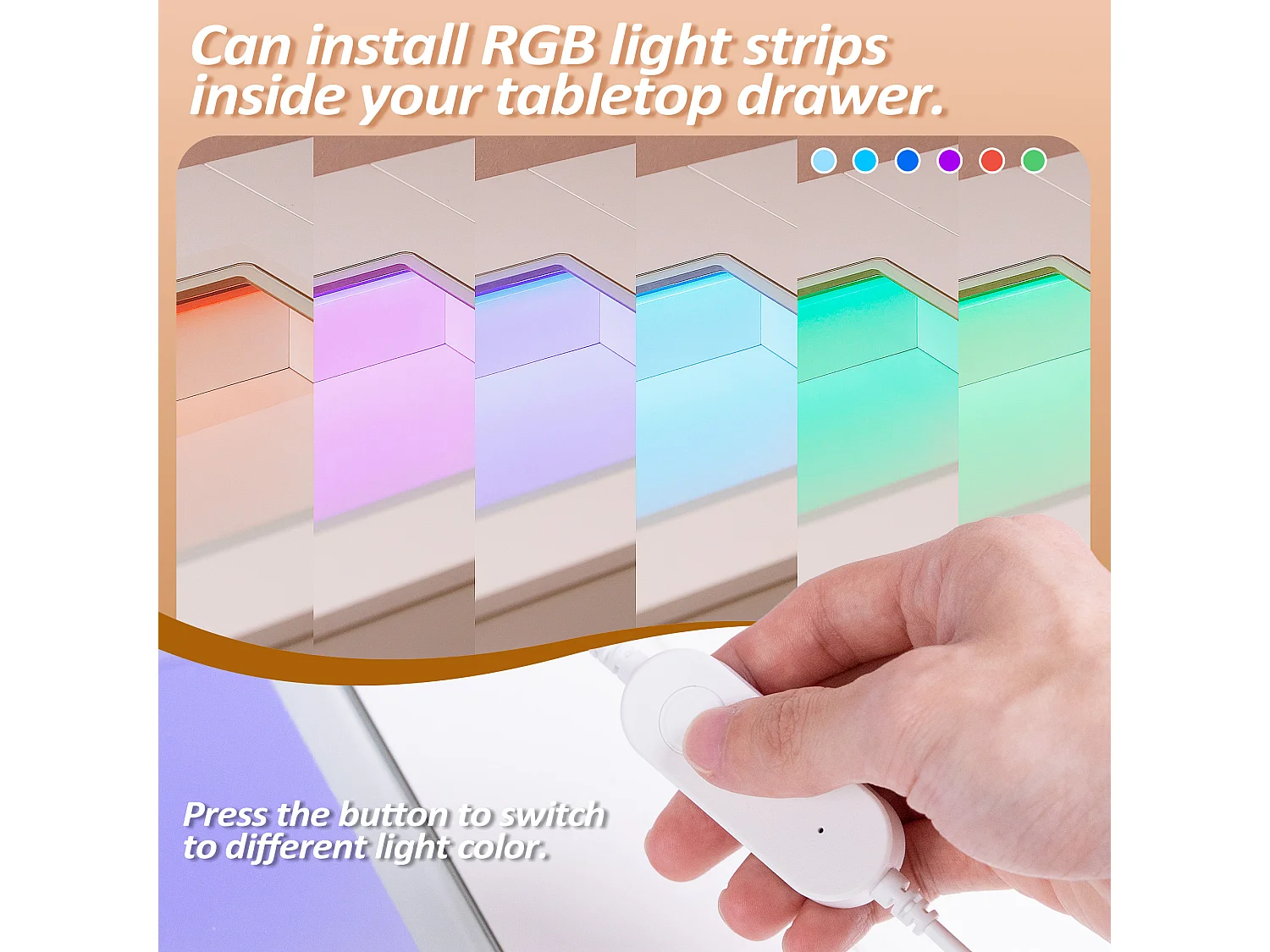 Coiffeuse LED RGB 11 Tiroirs Blanco 130 x 55 x 81 cm