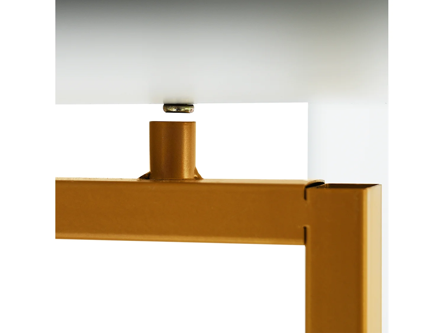 Opklapbare eettafel salontafel voor 4-7 personen - metalen poten met 1 lade - wit + goud (160x70x75 cm)