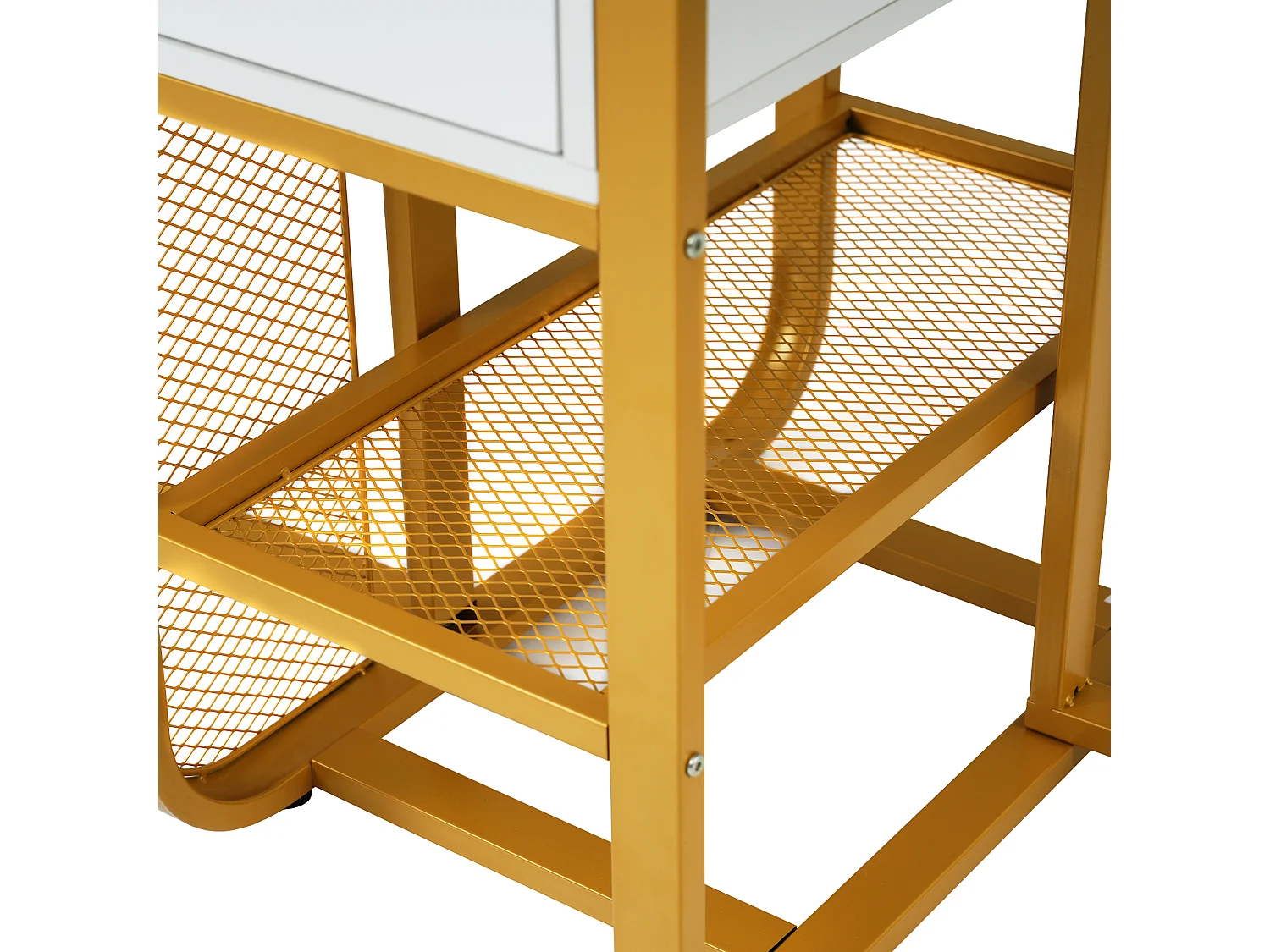 Opklapbare eettafel salontafel voor 4-7 personen - metalen poten met 1 lade - wit + goud (160x70x75 cm)