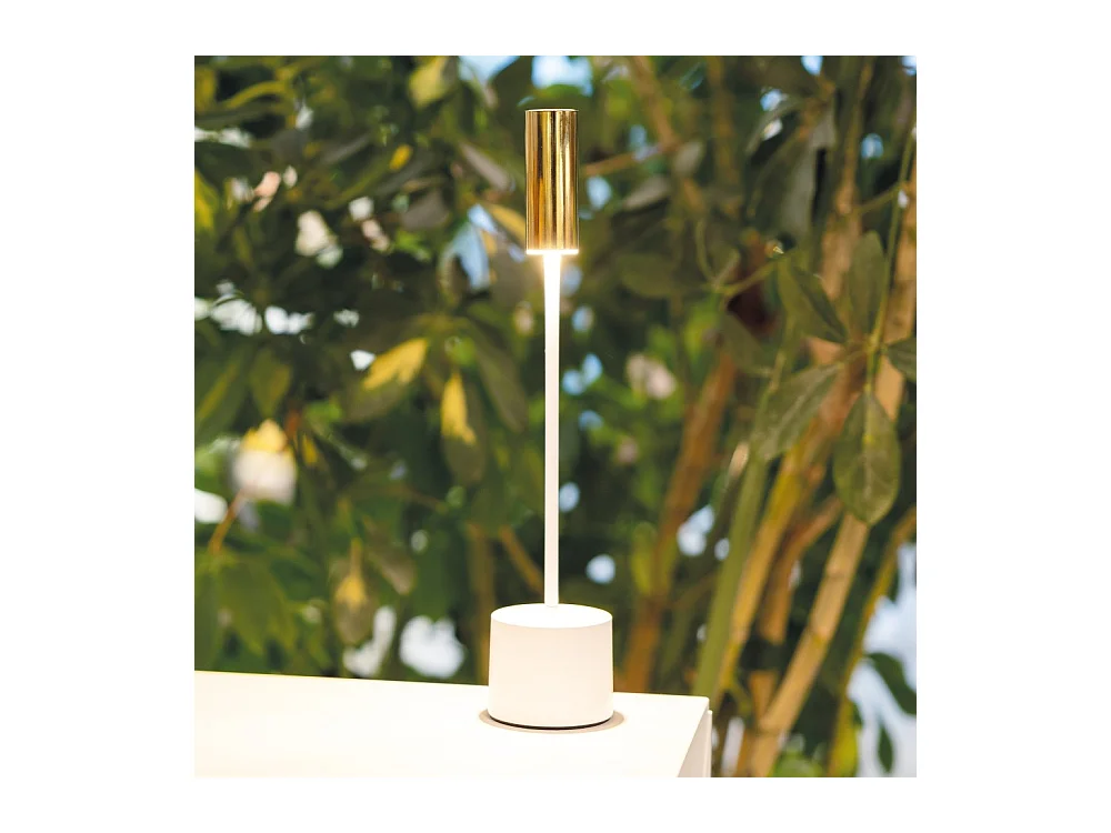 Zafferano - Lampe de table tactile rechargeable à LED Carolina - Ivoire poli et bronze brossé