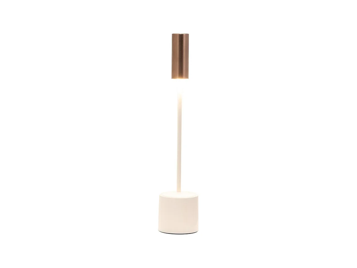 Zafferano - Carolina LED-Tischlampe mit wiederaufladbarer, dimmbarer Touch-Funktion - Poliertes Elfenbein und gebürstete Bronze