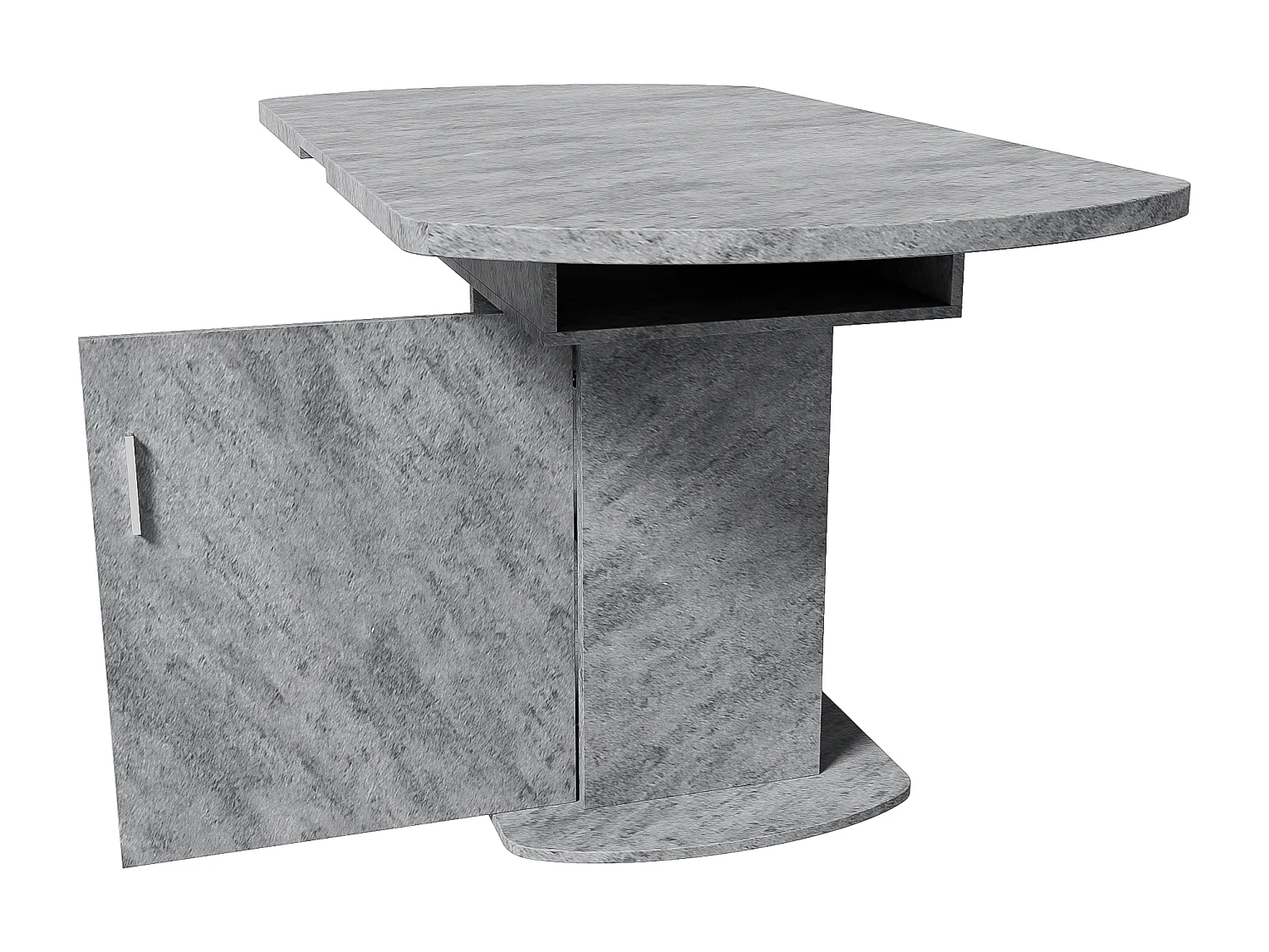 Table à manger extensible rectangulaire 4-6 personnes - pieds en bois avec rangement - gris (110/130x70x75 cm)